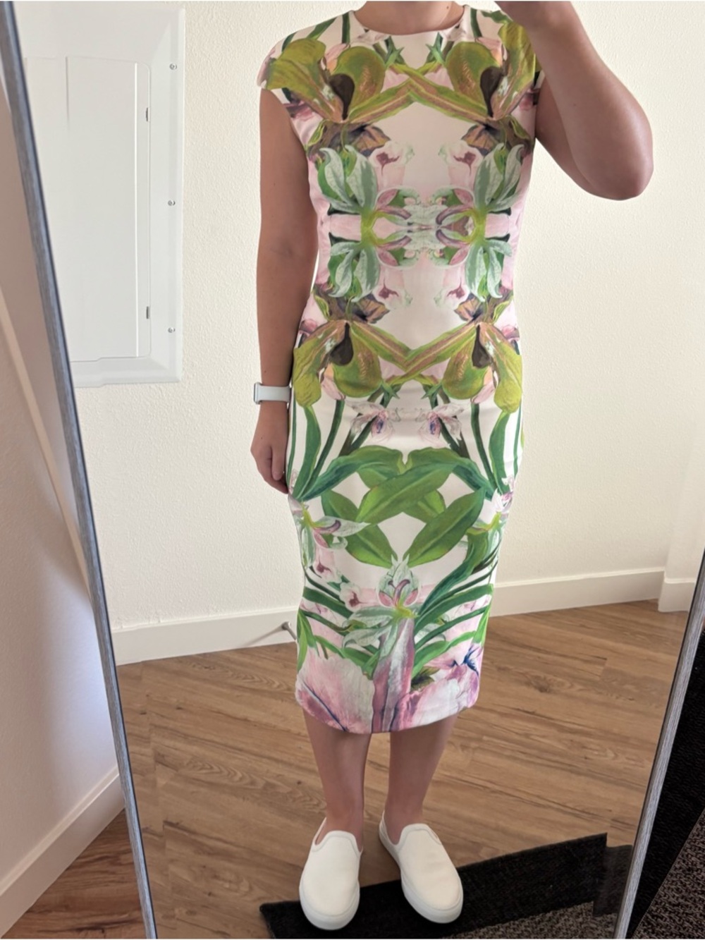 Ted Baker safiya cap sleeve jungle midi dress 2 TB small wedding guest cocktail